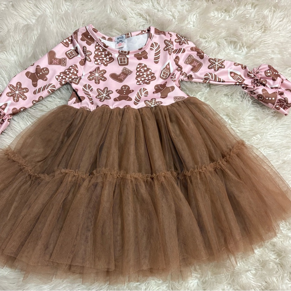 Pink and Brown Gingerbread Dress  Mia Bella Girls